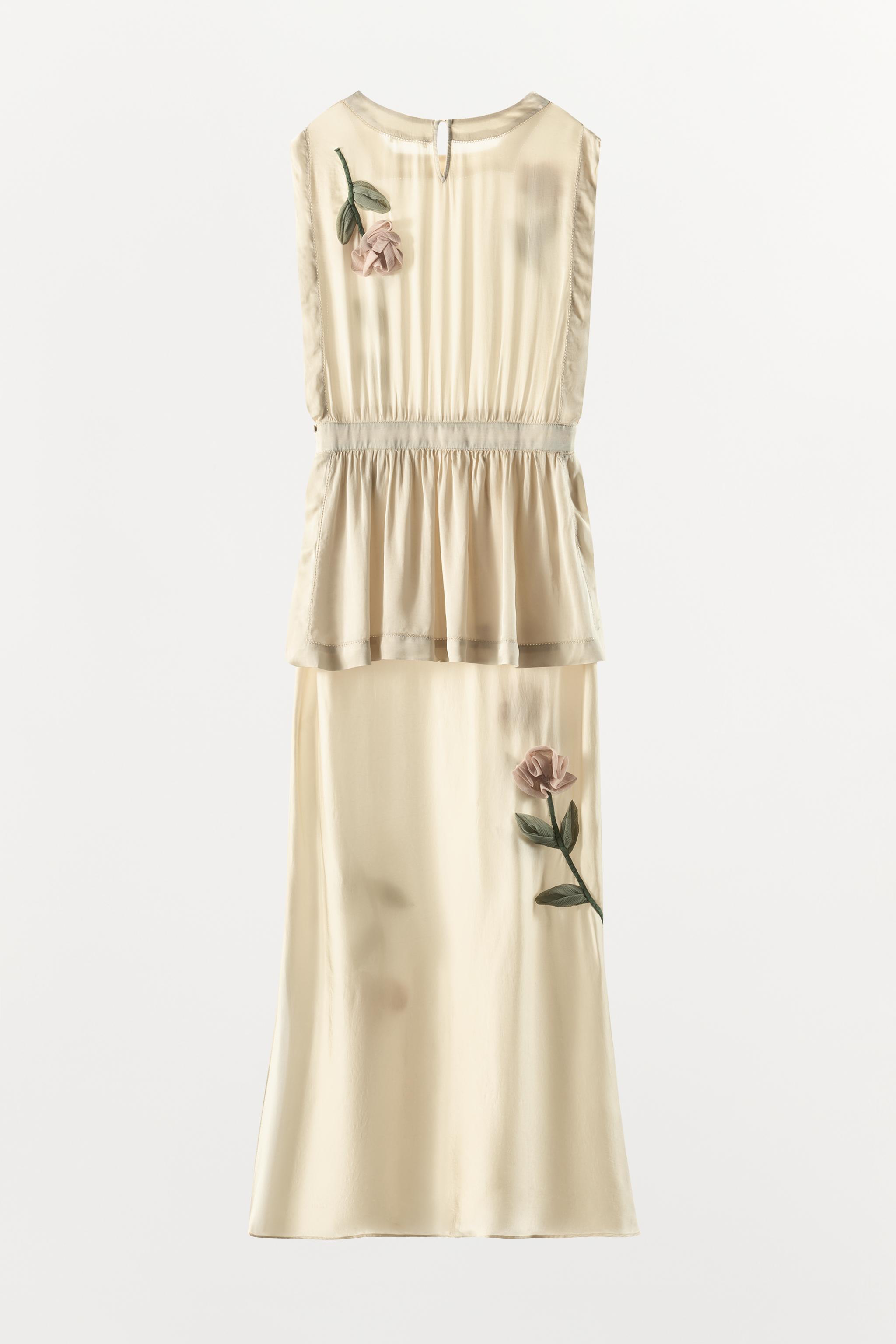 SATIN DRESS WITH 3D FLOWERS
